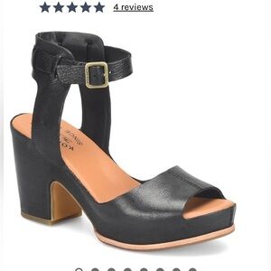 Kork-Ease Stasia Leather Platform Sandal Black size 7